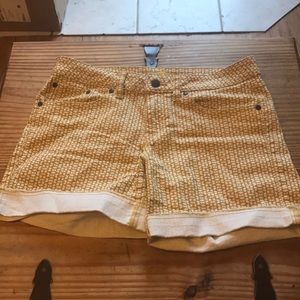 Prana mustard patterned shorts